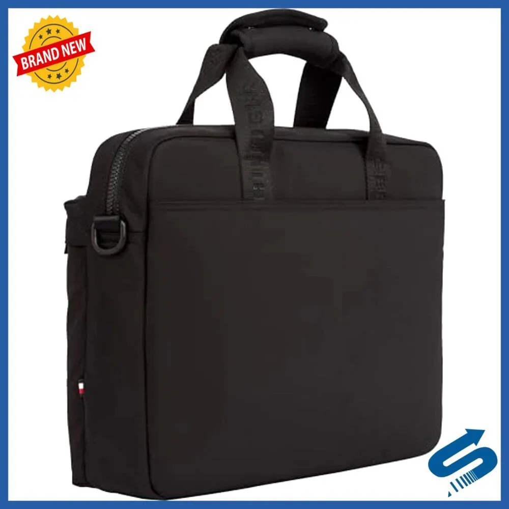 Men's Laptop Briefcase with Crossbody Strap, Lightweight Work Bag